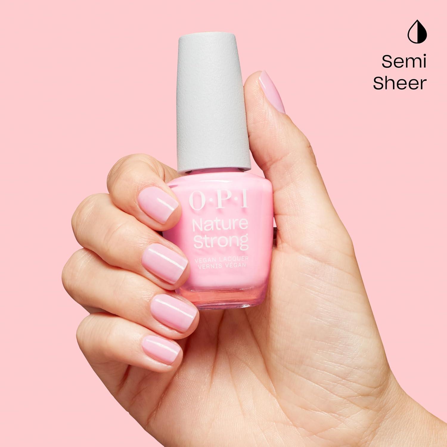 imageOPI Nature Strong Natural Origin 3Step System  Botanical Base Coat Top Coat and Various Nail Polish Colors  High Shine  Color Protection  EcoFriendly Plant Based Vegan ampamp Cruelty FreeBlossom Into Awesome  SemiSheer Soft Warm Pink