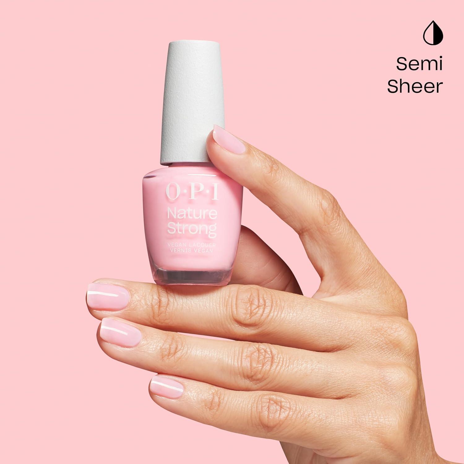 imageOPI Nature Strong Natural Origin 3Step System  Botanical Base Coat Top Coat and Various Nail Polish Colors  High Shine  Color Protection  EcoFriendly Plant Based Vegan ampamp Cruelty FreeBlossom Into Awesome  SemiSheer Soft Warm Pink