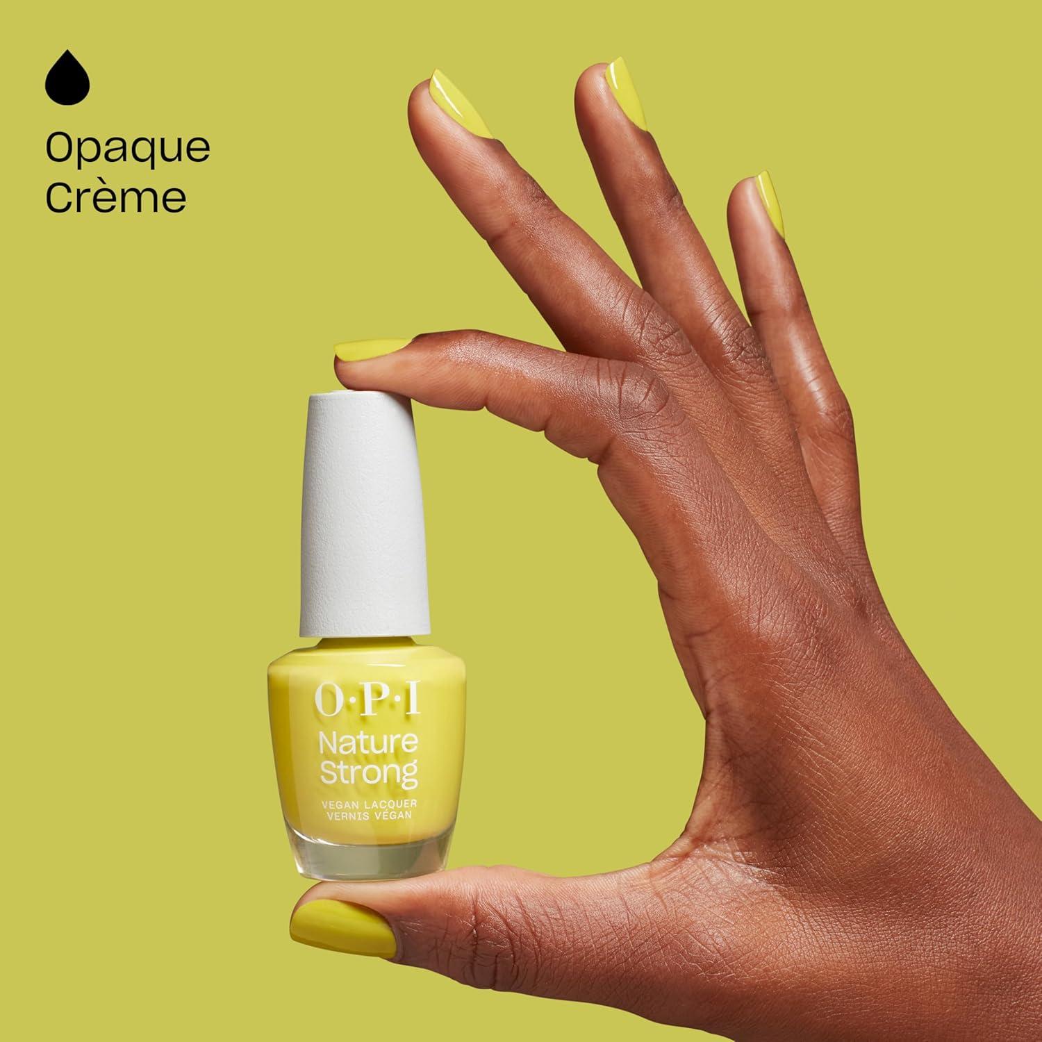 imageOPI Nature Strong Natural Origin 3Step System  Botanical Base Coat Top Coat and Various Nail Polish Colors  High Shine  Color Protection  EcoFriendly Plant Based Vegan ampamp Cruelty FreeGive Me Some Suga Cane  Opaque Bright Warm YellowGreen