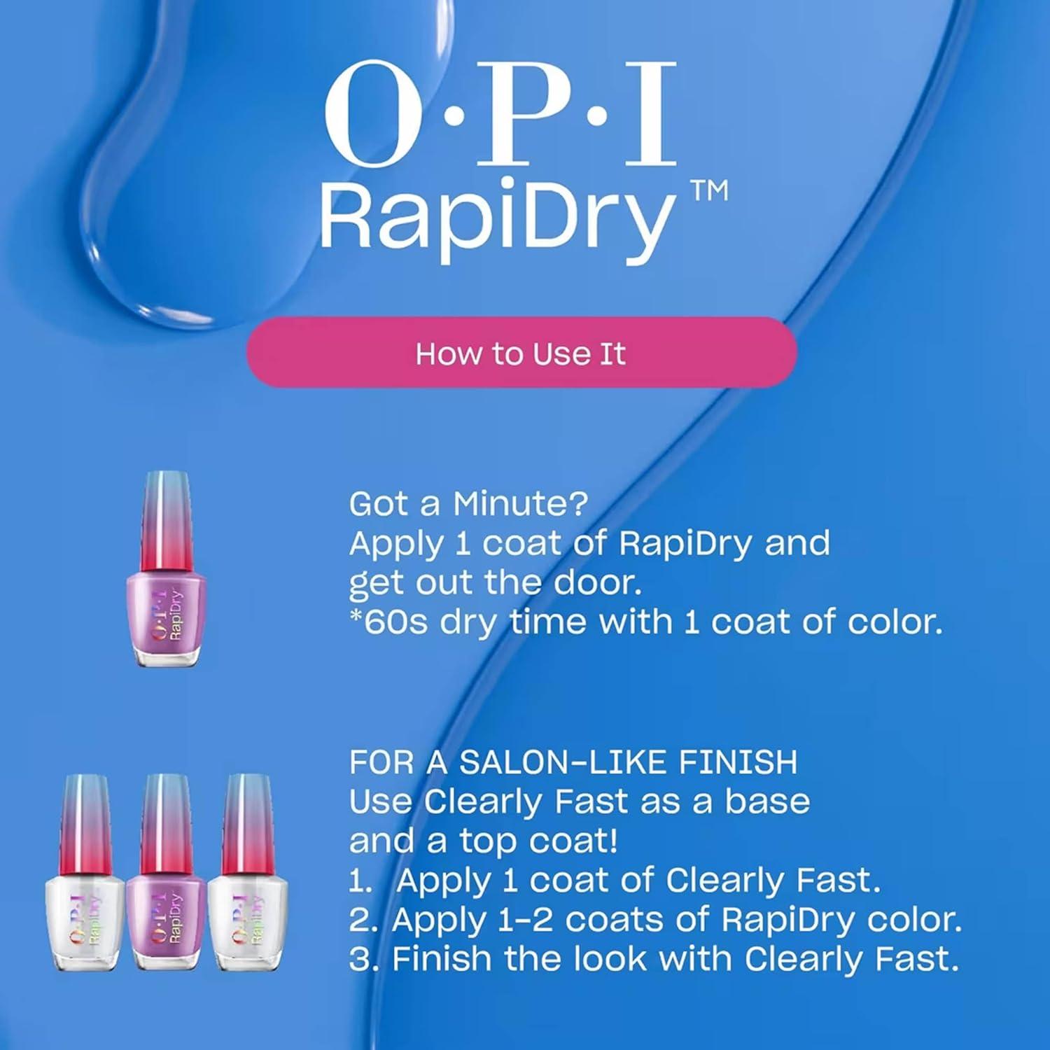 imageOPI RapiDry Quick Dry Nail Polish Colors  Opaque Crme ampamp Shimmer Winter Shades  Smudge Proof and Fast Drying in 60 Seconds  Vegan Formula  Snow Time to Waste  Holiday 2025What a Winterful World  Opaque Cool Dark Teal