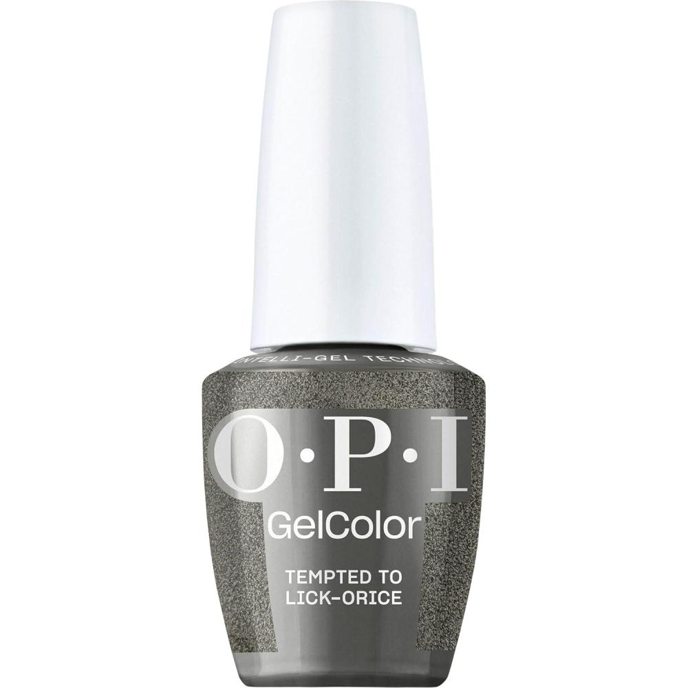 imageOPI GelColor  SemiSheer Opaque ampamp Shimmer Winter Shades  Long Lasting UV Cure Gel Nail Polish with High Shine  Vegan ampamp HEMA Free  Good Enough to Treat Collection  Holiday 2025Tempted to Lickorice  Opaque Dark Cool Gray Shimmer