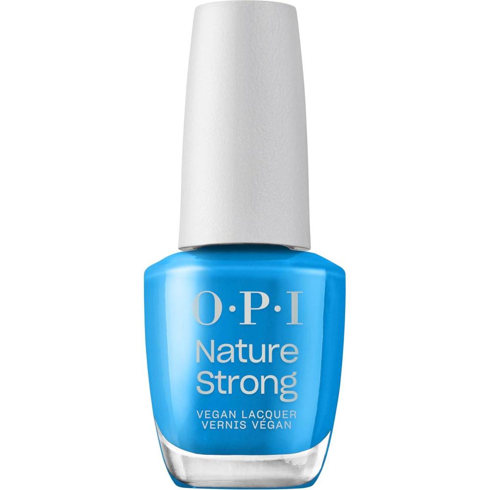 imageOPI Nature Strong Natural Origin 3Step System  Botanical Base Coat Top Coat and Various Nail Polish Colors  High Shine  Color Protection  EcoFriendly Plant Based Vegan ampamp Cruelty FreeFresh as a Blue Daisy  Opaque Dark Cool Blue