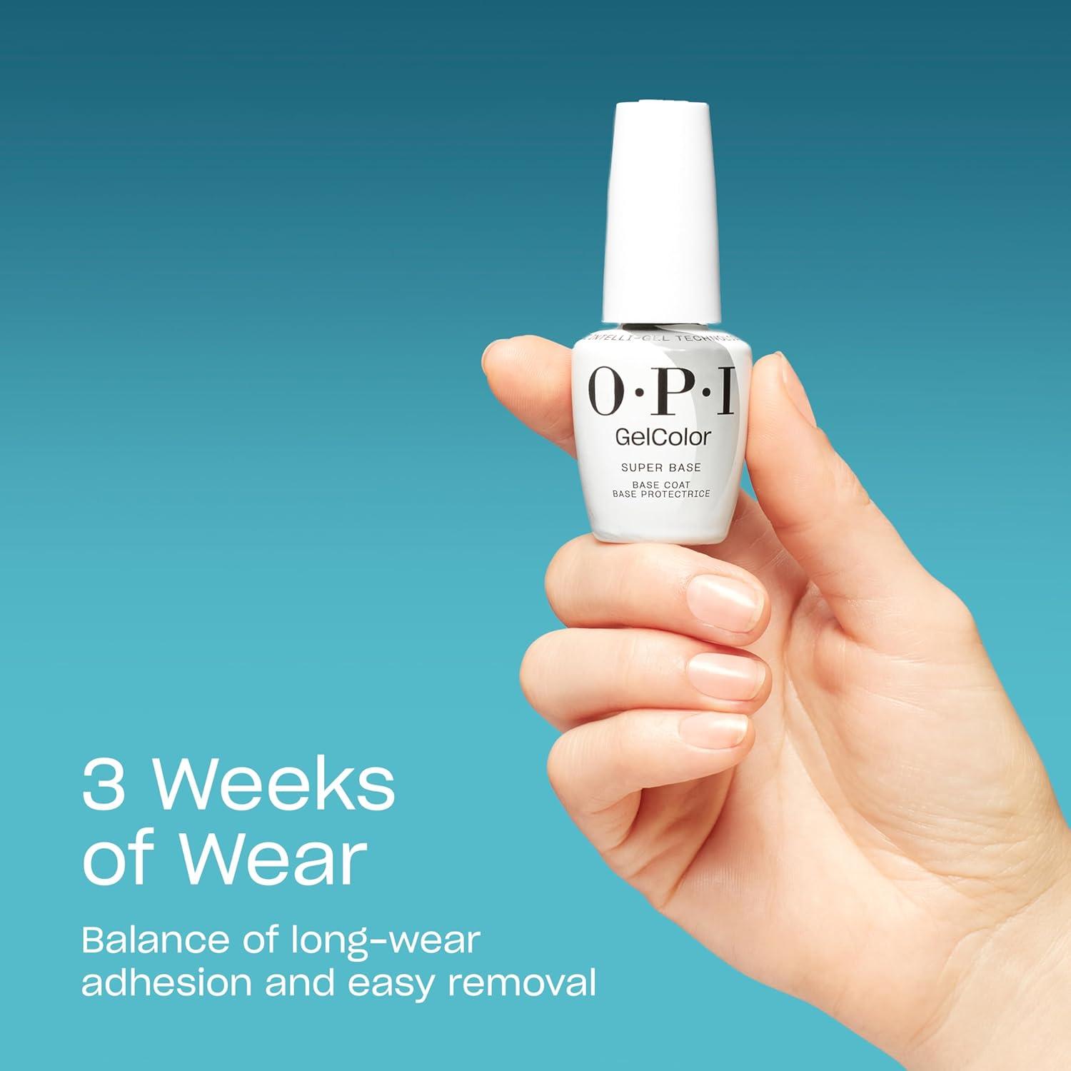 imageOPI GelColor Base ampamp Top Coats  Strong Adhesion High Shine ampamp Matte Finish for LED Cure Gel Nail Polish  Protects Color ampamp Nail Art  Prevents Discoloration or Chipping  Vegan ampamp HEMA Free  05 Fl OzSuper Base Base Coat