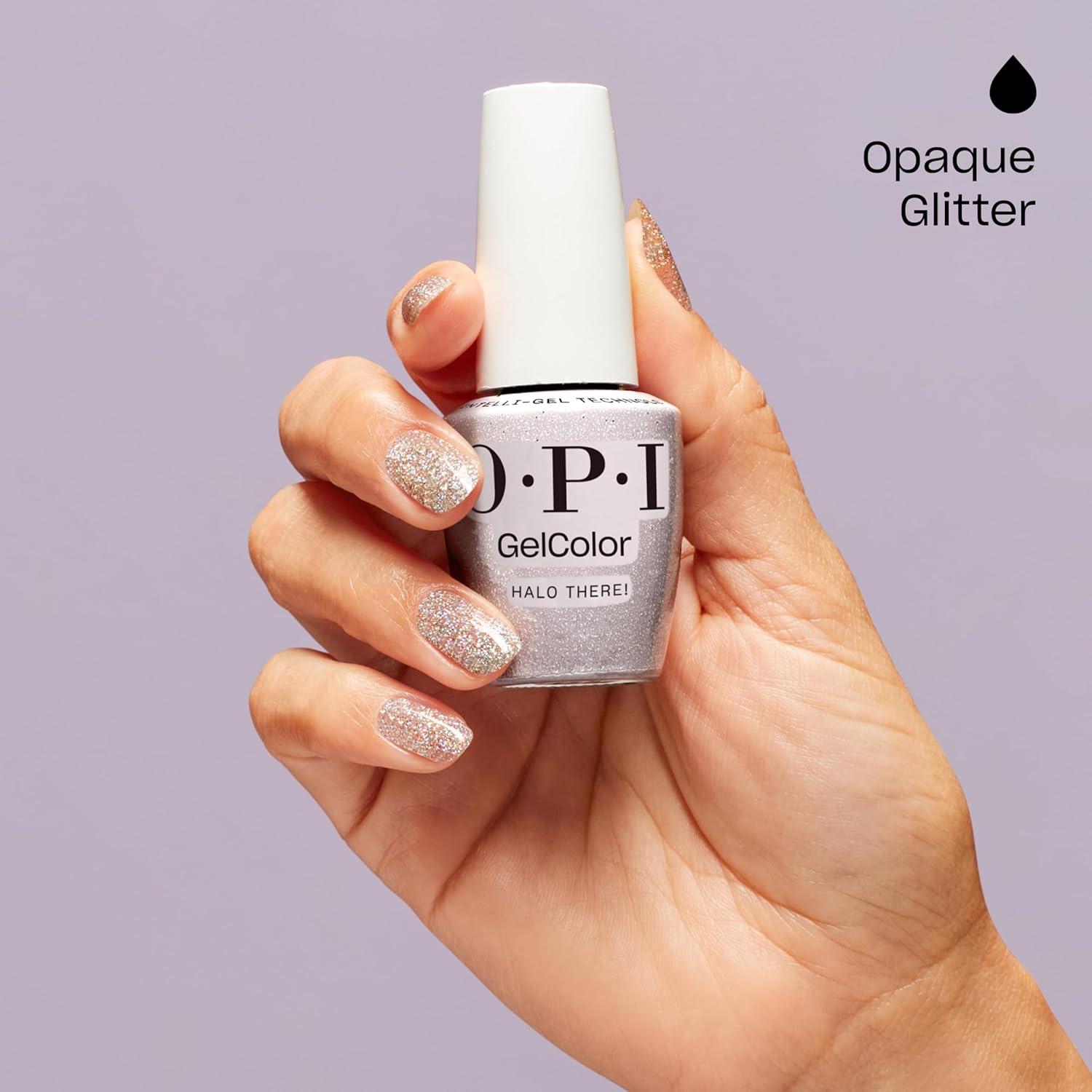 imageOPI GelColor LED Cure Gel Nail Polish  White Gray ampamp Black Shades  SalonQuality Shine LongLasting Wear  Easily Soak Off Removal  Vegan ampamp HEMA Free  05 Fl OzHalo There  Opaque Bright Silver Glitter