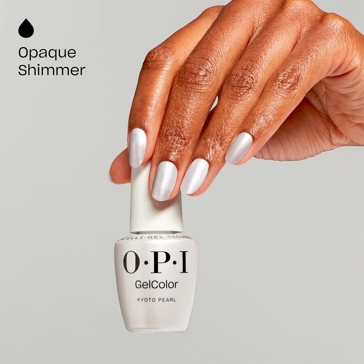 imageOPI GelColor LED Cure Gel Nail Polish  White Gray ampamp Black Shades  SalonQuality Shine LongLasting Wear  Easily Soak Off Removal  Vegan ampamp HEMA Free  05 Fl OzKyoto Pearl  Opaque Soft White Pearl Shimmer
