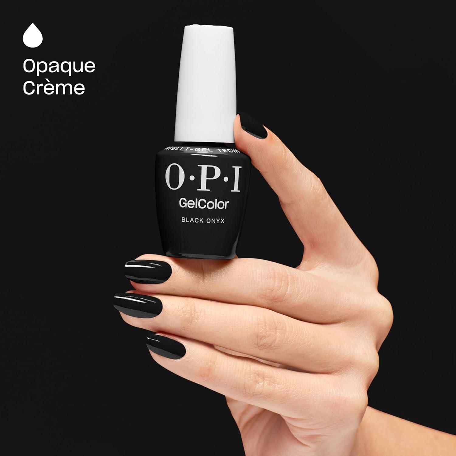 imageOPI GelColor LED Cure Gel Nail Polish  White Gray ampamp Black Shades  SalonQuality Shine LongLasting Wear  Easily Soak Off Removal  Vegan ampamp HEMA Free  05 Fl OzBlack Onyx  Opaque Dark Black