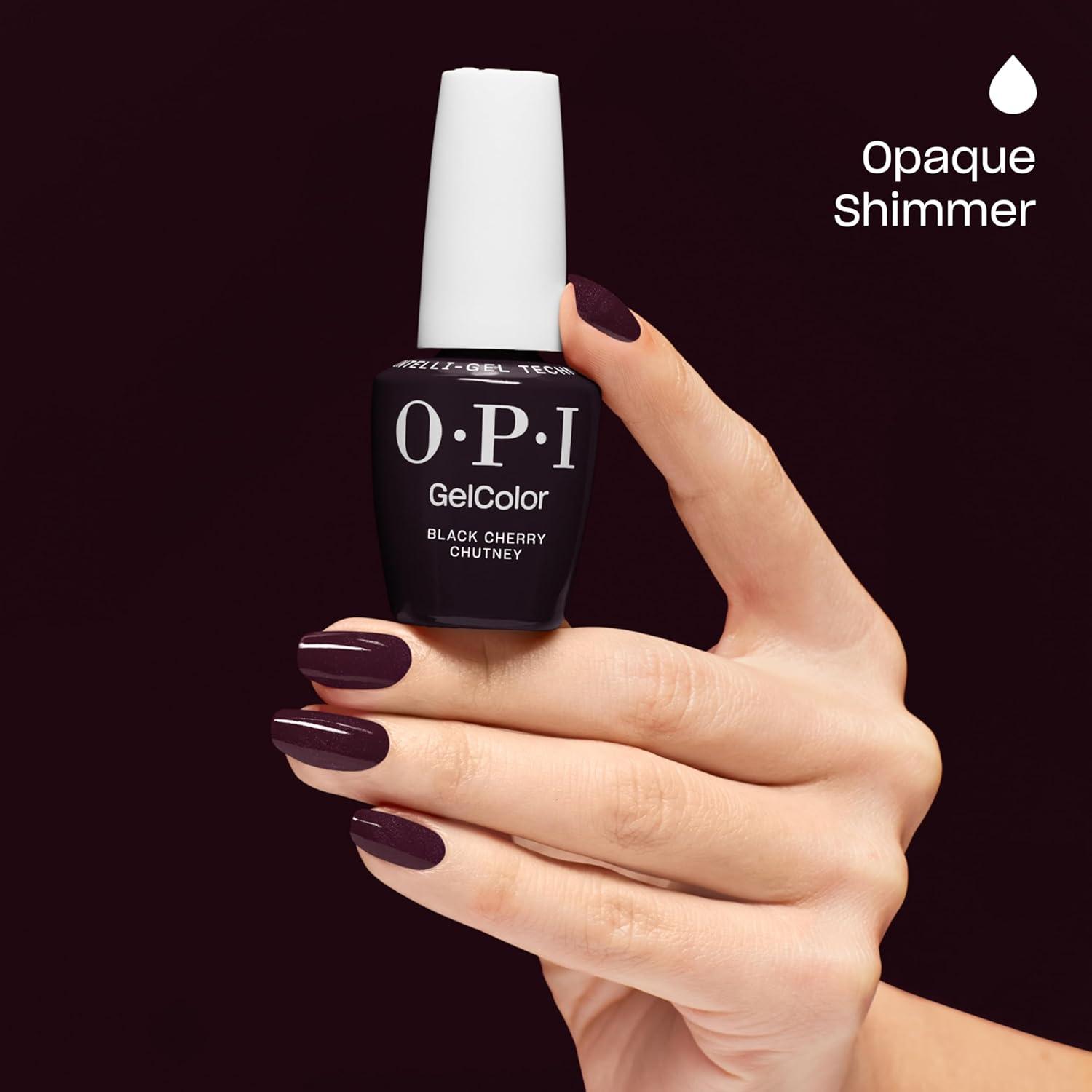 imageOPI GelColor LED Cure Gel Nail Polish  White Gray ampamp Black Shades  SalonQuality Shine LongLasting Wear  Easily Soak Off Removal  Vegan ampamp HEMA Free  05 Fl OzBlack Cherry Chutney  Opaque Dark BlackRed Pearl Shimmer