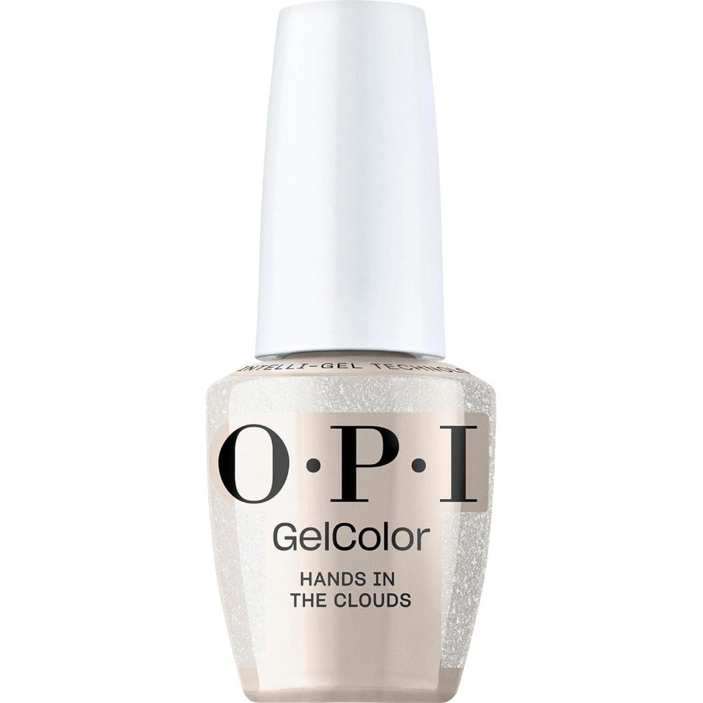 imageOPI GelColor LED Cure Gel Nail Polish  White Gray ampamp Black Shades  SalonQuality Shine LongLasting Wear  Easily Soak Off Removal  Vegan ampamp HEMA Free  05 Fl OzHands In The Clouds  SemiSheer Pastel White Shimmer