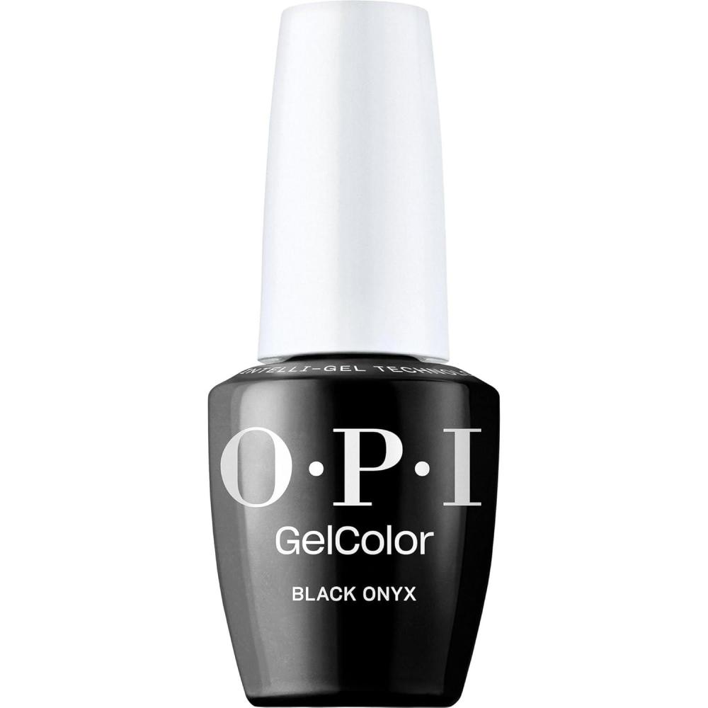 imageOPI GelColor LED Cure Gel Nail Polish  White Gray ampamp Black Shades  SalonQuality Shine LongLasting Wear  Easily Soak Off Removal  Vegan ampamp HEMA Free  05 Fl OzBlack Onyx  Opaque Dark Black