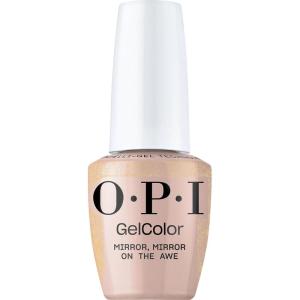 imageOPI GelColor LED Cure Gel Nail Polish  Nude ampamp Brown Shades  SalonQuality Shine LongLasting Wear  Easily Soak Off Removal  Vegan ampamp HEMA Free  05 Fl OzMirror  Mirror on the Awe  SemiSheer Pastel Peach with Gold Shimmer