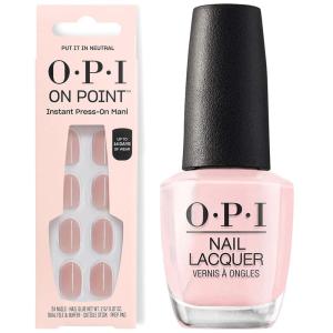 imageOPI Nail Lacquer ampamp On Point Press On Nails Put it in Neutral Bundle  Sheer Soft Short Round PressOn Nails 24 Count with Nail Glue with Matching Nail Lacquer Polish Shade