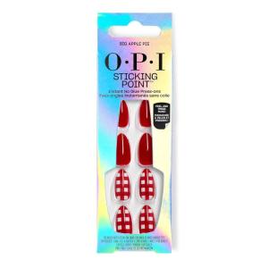 image:imageOPI Sticking Point Big Apple Pie  Short Almond Opaque Bold Red with White Gingham Nail Art Instant No Glue Press On Nails  30 Count with Adhesive Tabs  DamageFree Wear  Spring 2026