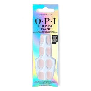 image:imageOPI Sticking Point Parlez Blue Francais  Short Almond Opaque Neutral with Blue French Tip Nail Art Instant No Glue Press On Nails  30 Count with Adhesive Tabs  DamageFree Wear  Spring 2026
