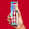 image:imageOPI Sticking Point  Instant No Glue Press On Nails  30 Count with Adhesive Tabs  Short Round Almond and Squoval  DamageFree Wear  Spring 2026Big Apple Pie  Opaque Bold Red with White Gingham