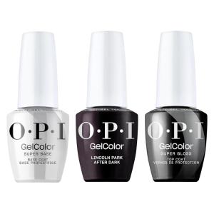 image:imageOPI GelColor Iconic Gel Nail Polish  System Bundle  Super Base Coat  Lincoln Park After Dark Opaque Dark Purple Crme UV Cure Gel Polish  Super Gloss Top Coat