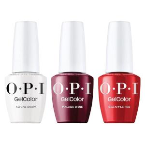 image:imageOPI GelColor Iconic Shades Gel Nail Polish Trio Bundle  Big Apple Red Bright Red  Alpine Snow Soft White  Malaga Wine Dark Red Crme UV Cure Gel Polish Colors