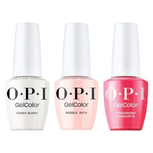 image:imageOPI GelColor Iconic Shades Gel Nail Polish Trio Bundle  Strawberry Margarita Opaque Bright Pink  Bubble Bath Sheer Nude Pink  Funny Bunny Soft White Crme UV Cure Gel Polish Colors