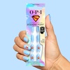 image:imageOPI Sticking Point  Instant No Glue Press On Nails  30 Count with Adhesive Tabs  Round Almond amp Square Shapes  DamageFree Wear  Supergirl Limited Edition CollectionShes a Hero  Short Round Opaque Cool Blue Star Logo
