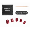 image:imageOPI Sticking Point  Instant No Glue Press On Nails  30 Count with Adhesive Tabs  Round Almond amp Square Shapes  DamageFree Wear  Supergirl Limited Edition CollectionRedy to Argo  Medium Square Opaque Bright Warm Red with Gold Glitter