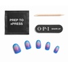 image:imageOPI Sticking Point  Instant No Glue Press On Nails  30 Count with Adhesive Tabs  Round Almond amp Square Shapes  DamageFree Wear  Supergirl Limited Edition CollectionAura We There Yet  Short Round Opaque Dark Cool Blue with Nail Art